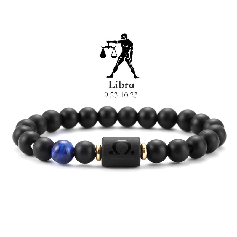 12 Zodiac Bracelets Natural Stone Cancer Virgo Leo Libra Bracelet Couples Friendship Gifts Bracelets Jewelry pulsera hombre