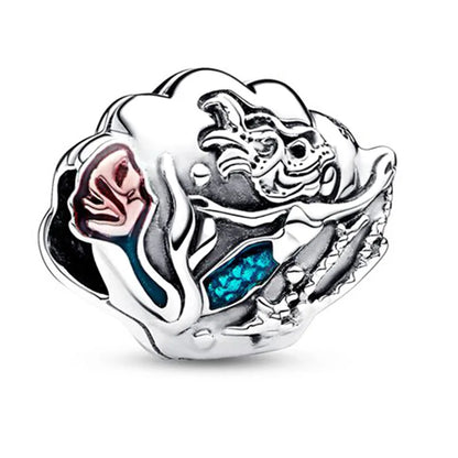 Disney Mickey Minnie Ice and Snow Princess Cartoon Series Pendant DIY Large Hole Zinc Charm Jewelry