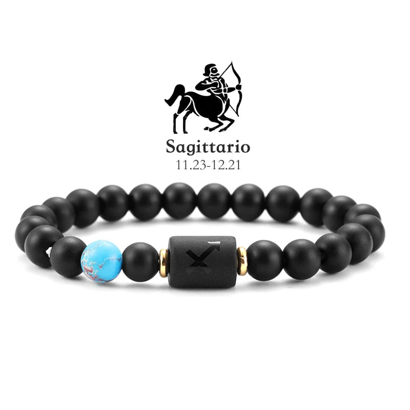 12 Zodiac Bracelets Natural Stone Cancer Virgo Leo Libra Bracelet Couples Friendship Gifts Bracelets Jewelry pulsera hombre