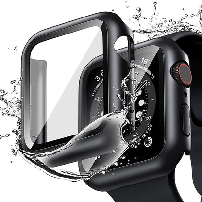Displayschutzfolie aus gehärtetem Glas+Abdeckung für Apple Watch Zubehör 45mm 41mm 44mm 40mm 42mm Displayschutzfolie Apple Watch Hülle Serie 9 4 5 6 SE 7 8