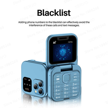 Mini Flip Phone 4G LTE – SERVO i16 Pro Dual SIM