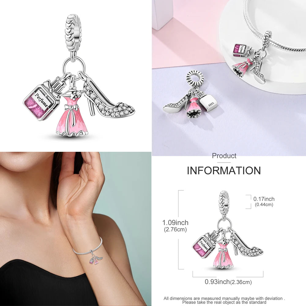 Anhänger 925 Sterling Silber Parfümflaschen-Perlen Anhänger passend für Original 925 Armband Herstellung für Damen Schmuck Mode DIY