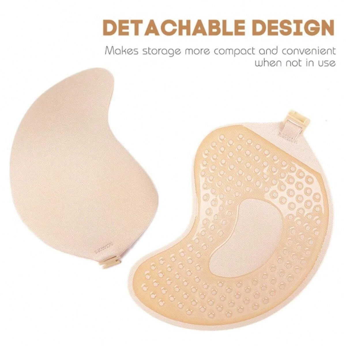 FINETOO 1Pair Women Invisible Underwear nubra Breast Patch Tow-Color Hypoallergenic Mango Cup bra Silicone Non-Falling Off Thin