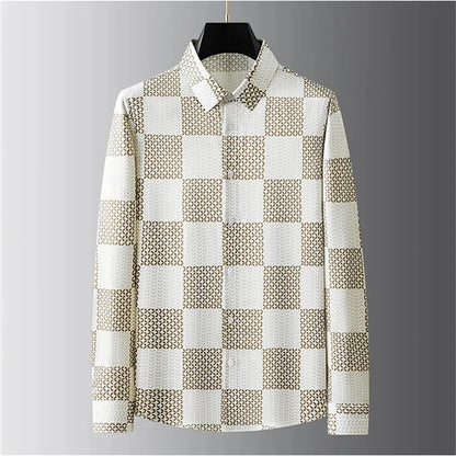 Teglex Luxury Letter Slim Fit Long Sleeve Dress Shirt