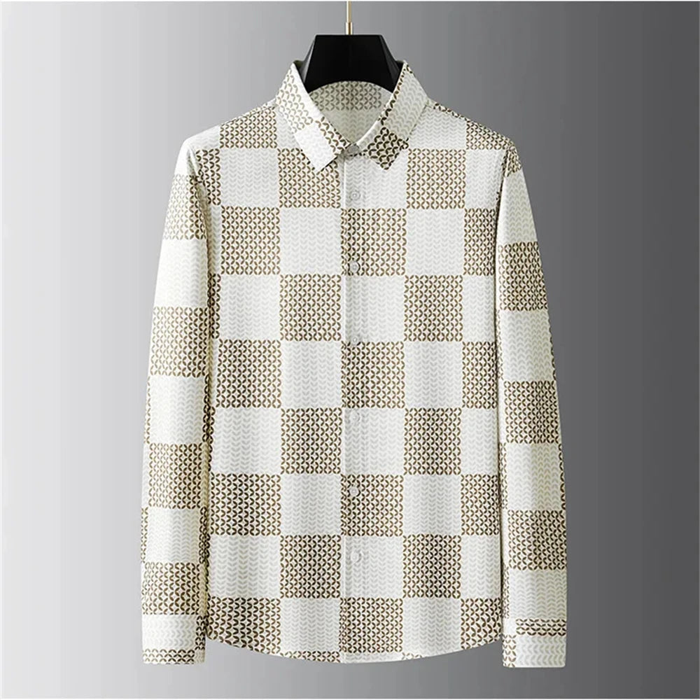Teglex Luxury Letter Slim Fit Long Sleeve Dress Shirt