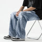 Herren Sommer Ripped Jeans Lockerer gerader Schnitt Retro Herren Kordelzug Port Modemarke All-match Freizeithose