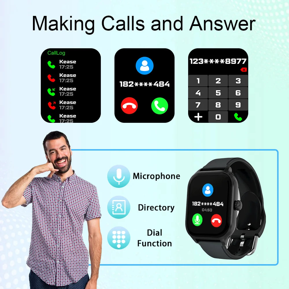 LAXASFIT H9 and H6 Smartwatch Dial to Answer Calls Calorie Tracking Heart Rate Blood Oxygen Monitoring Bluetooth Smart Watch
