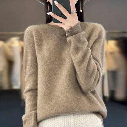 Cashmere sweater women's sweater in autumn and winter 100% merino wool fashion O-neck autumn warm pullover top