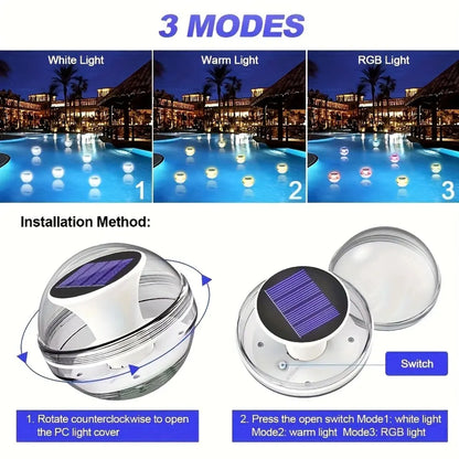 Led Solar Floating Lamp Swimming Pool Ball Solar Panel Powered Pond Drift Waterproof Glow Show Disco Color Changing light
