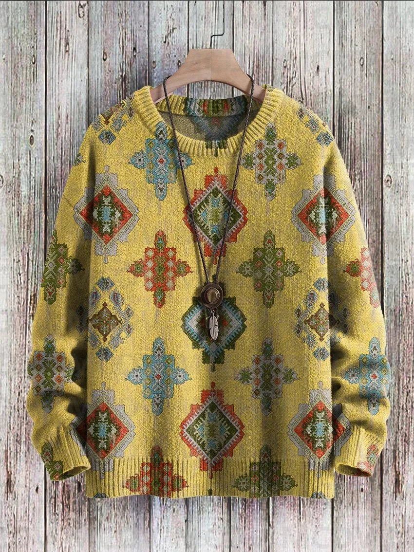 Vintage-Strickpullover mit Musterdruck für Damen und Herren