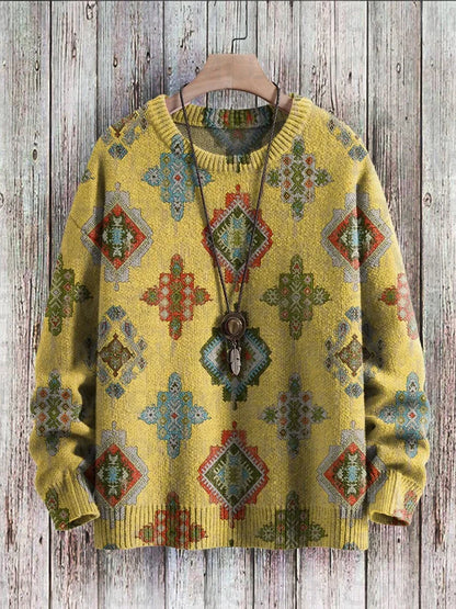 Vintage-Strickpullover mit Musterdruck für Damen und Herren