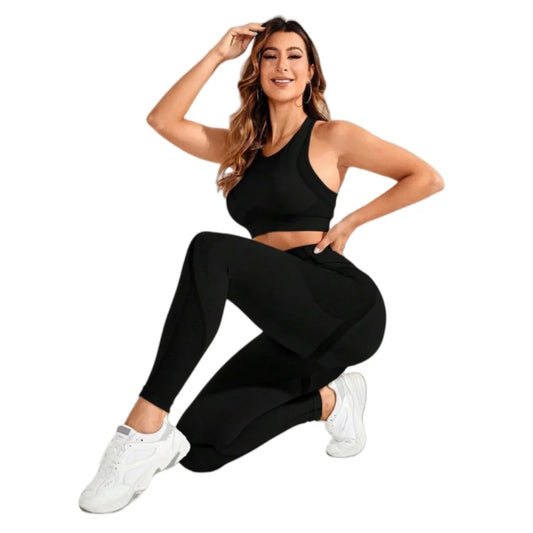 Women 2-Piece Yoga Suit High Waist Seamless Gym Set
