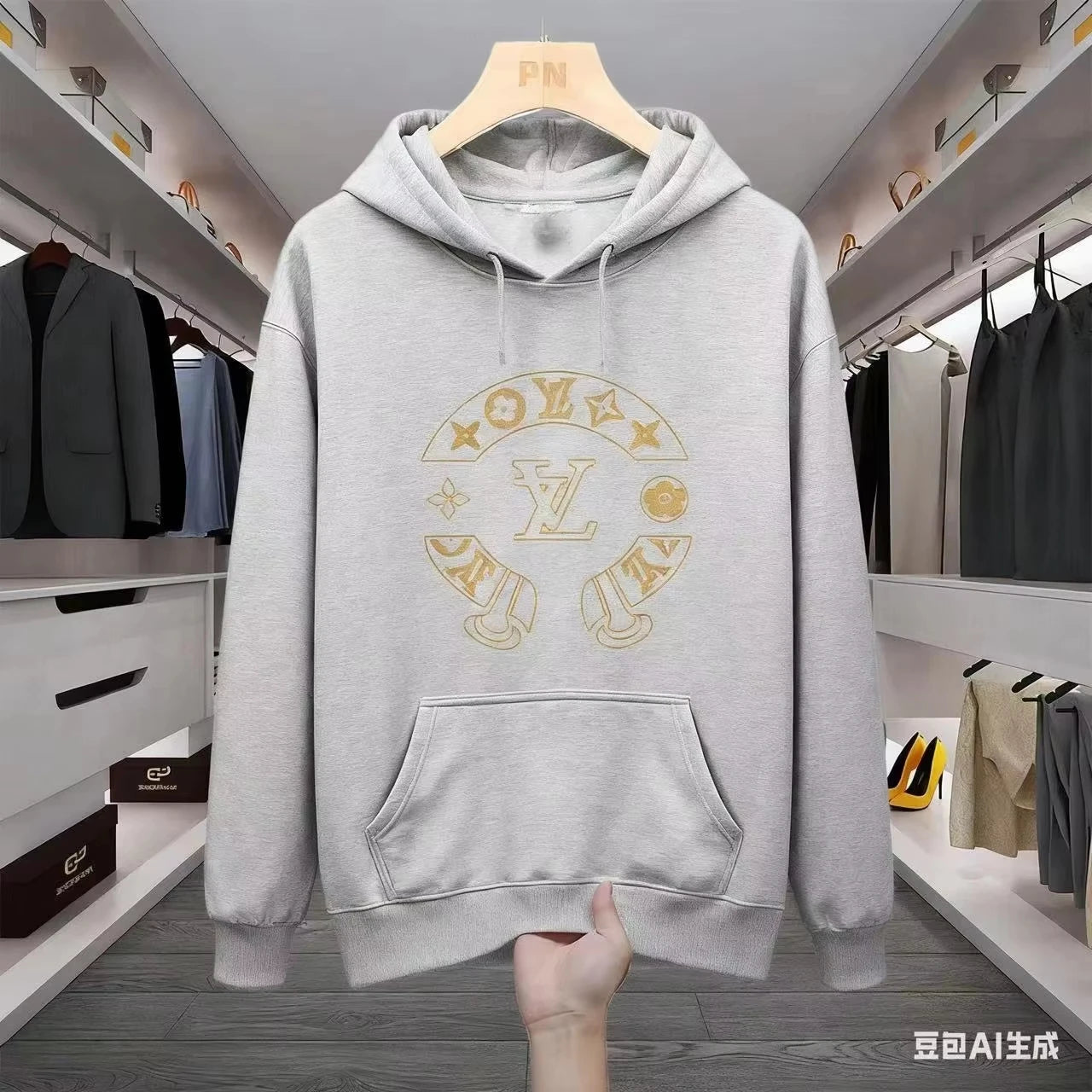 Trendy Heavyweight Printed Hoodie Sweatshirt for Men