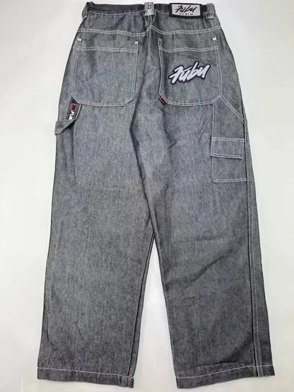 American Fashion Hip Hop Joker Oversized Jeans Women Street Y2K New Clearance Spot Hot Mopping Wide-leg Pants Unisex Loose Jeans