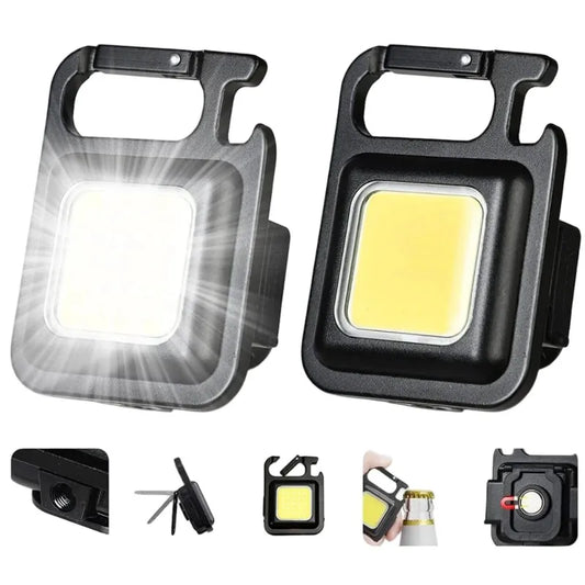 Mini LED Keychain Flashlight Aluminum Alloy USB Charging Portable COB Light for Camping Outdoor Work Fishing