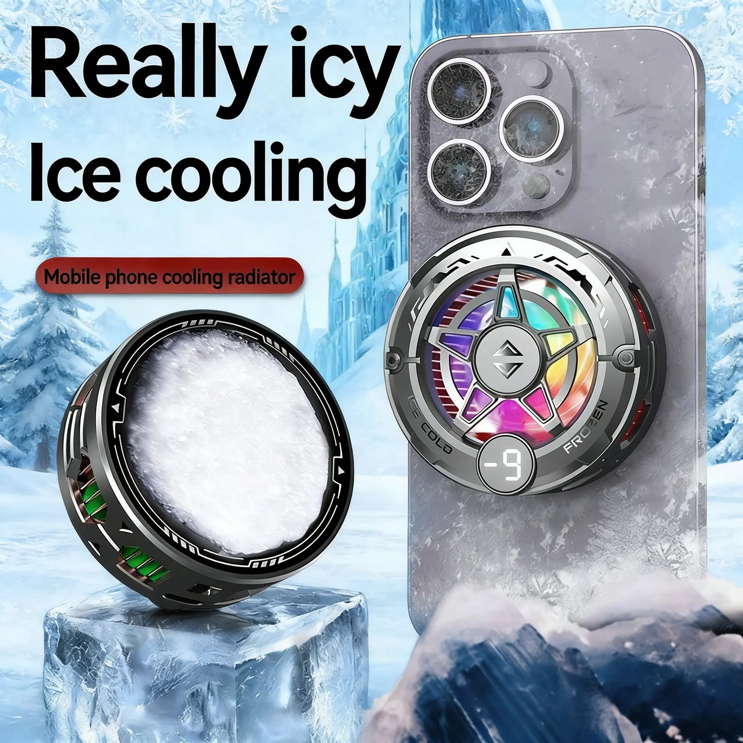 Magnetic Phone Cooler Gaming Fan RGB Display