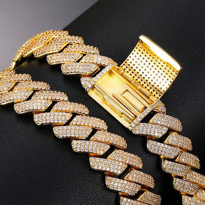 925 Sterling Silver 20mm 3 Row Cubic Zircon Men Cuban Chain Iced Out High Quality Hip Hop Jewelry Gift Dropshipping