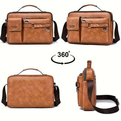 Retro-Umhängetasche für Herren mit wasserdichtem Design, große Laptop-Aktentasche für Büroarbeit, Reisen und Schule