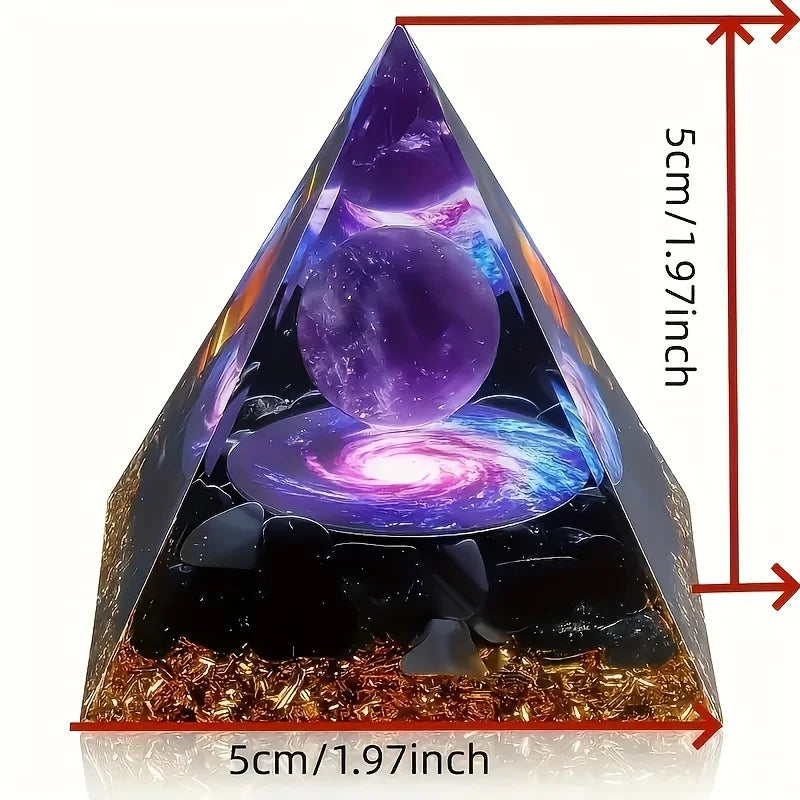 Amethyst Crystal Ball Pyramid - Stress Relief Decor