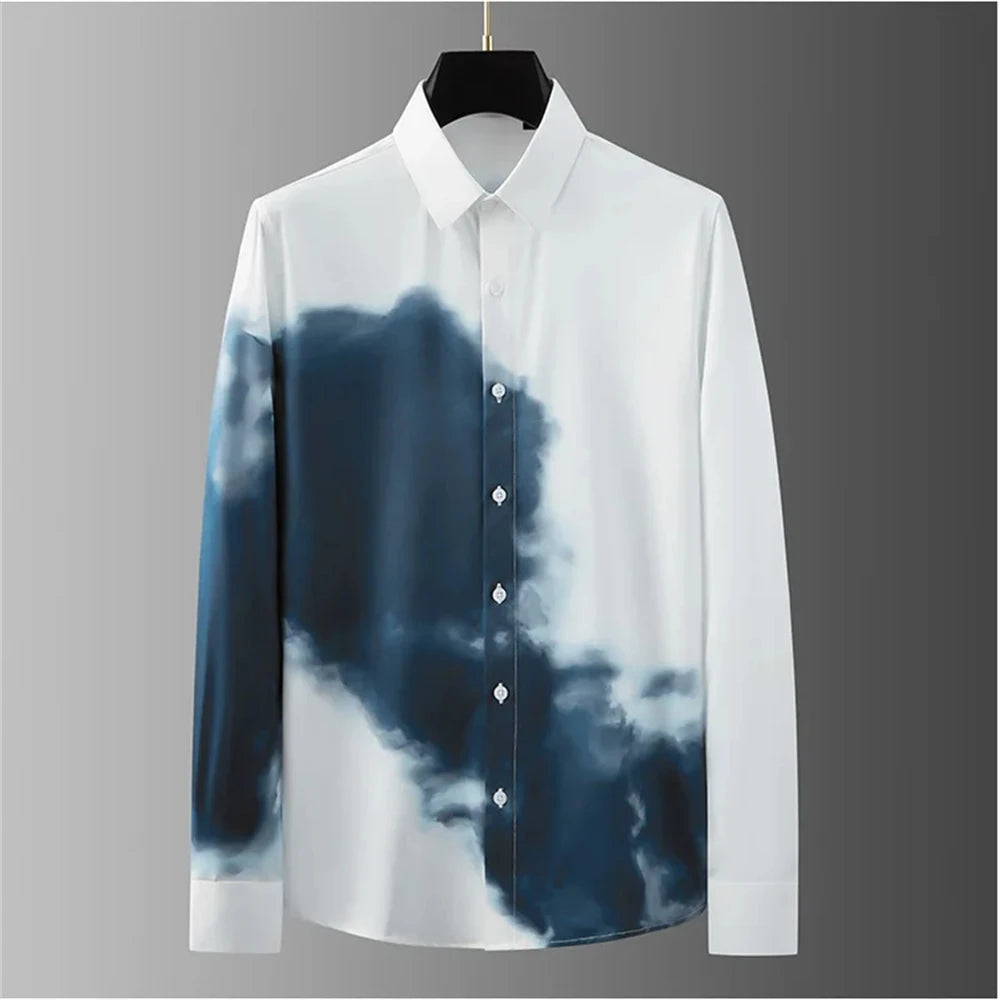 Teglex Luxury Letter Slim Fit Long Sleeve Dress Shirt