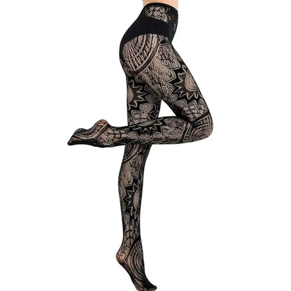 Damen Gothic Netzstrumpfhose Heiß Sexy Tattoo Spitze Strümpfe Elastische Jacquard Aushöhlen Strumpfhose Mode Mädchen Neue JK Leggings
