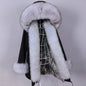 MAOMAOKONG 2023 Abnehmbarer Echtfuchs Pelzkragen Mäntel Damen Winterjacke Kapuze Kaninchenfellfutter Lange Parkas Damenbekleidung