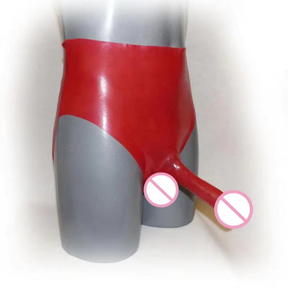 Red and gray object with pink circles and lines on a white background