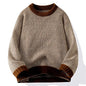 2024 Men's Autumn and Winter Warm Sweater Fashion Trend Loose Crew Neck Solid Color Bottom Shirt Men's Long Sleeve Vest Sweater