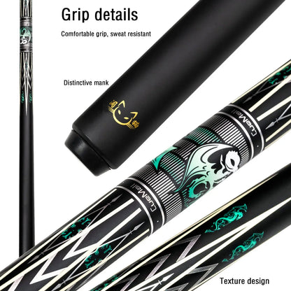 12.75mm Low Deflection Glass Fiber Shaft Pool Cue Maple Butt with Stainless Steel Quick Release Joint and Multi-Layer Tip