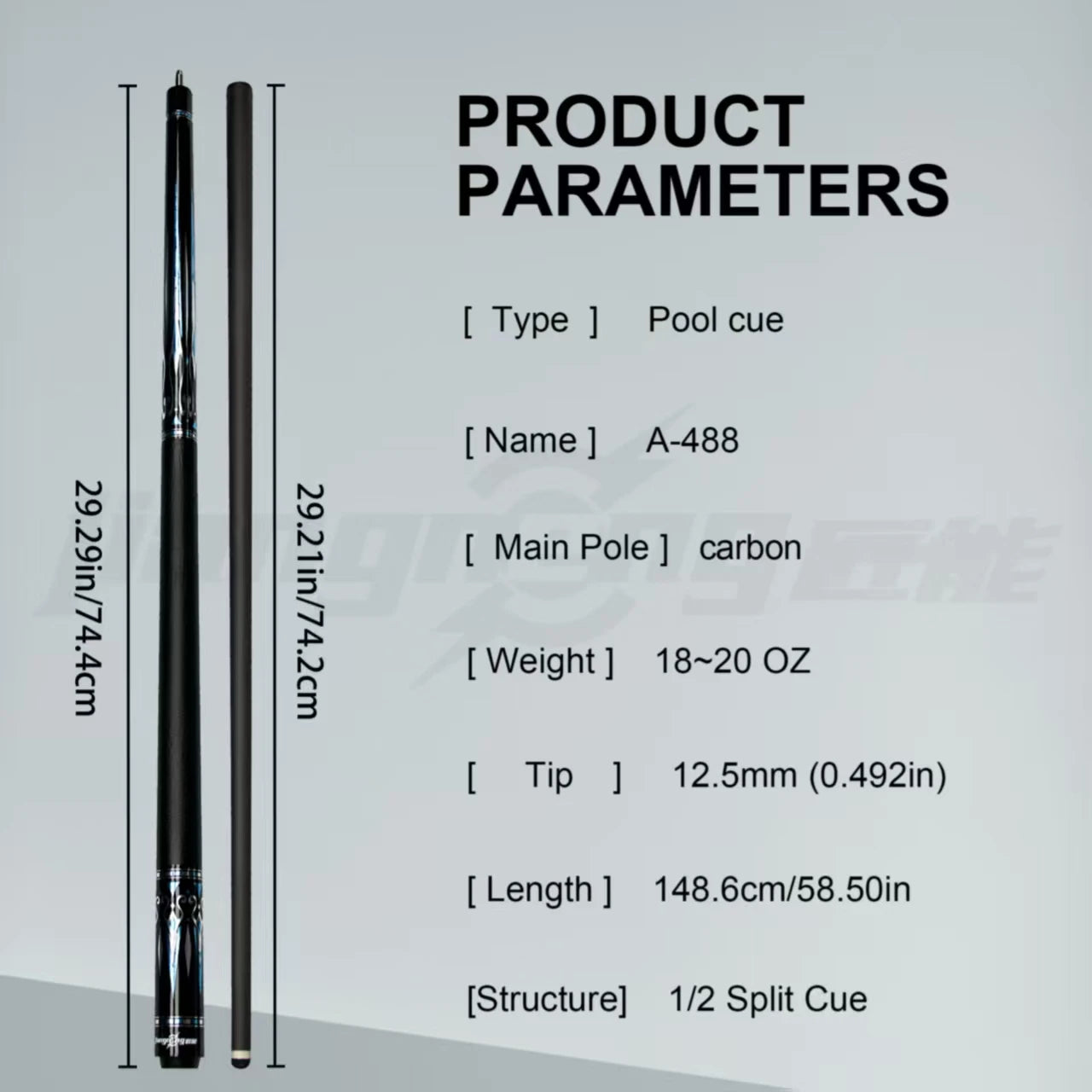 Professional-grade Carbon Fiber Uni-Loc Pool Cue 12.5 mm Multi-Layer Leather Tip Precise Force Transmission