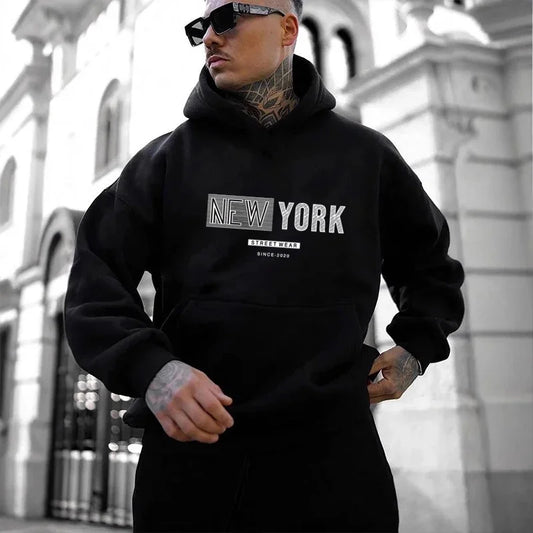 New York City Men's and Women's Hooded Fashion Letter Print Pattern Sportswear Casual Harajuku Hooded Pullover Sportswear