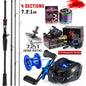 Sougayilang Angelrute Rollen Combo 1,8~2,1m Kohlefaser Casting Rute und 7,2:1 Übersetzung Baitcasting Rolle Max. Bremskraft 10kg für Barsch