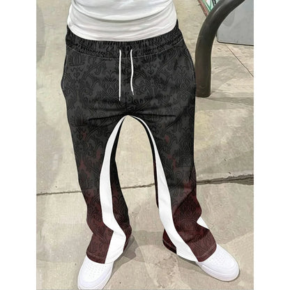 Herren lässiger Streetstyle, trendiger Cross-Print, modische, leicht ausgestellte schwarz-weiße Color-Block-Design-Sweatpants für Herren