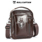 BULLCAPTAIN Herren Umhängetasche aus echtem Leder, lässige Alltagstasche, Schultertasche für Arbeit oder Reisen, Umhängetasche, sichere Reisetasche