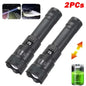 Leistungsstarke LED-Taschenlampen 300000LM Taktische Taschenlampe mit Displaylicht USB-Ladefunktion Camping Angeln Verteidigung Zoom-Laterne
