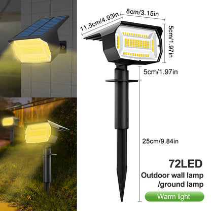 Outdoor 72/68 LED Solar-Landschaftsstrahler IP65 Wasserdichtes Solarlicht mit 3 Modi Solar-Gartenbeleuchtung für den Außenbereich