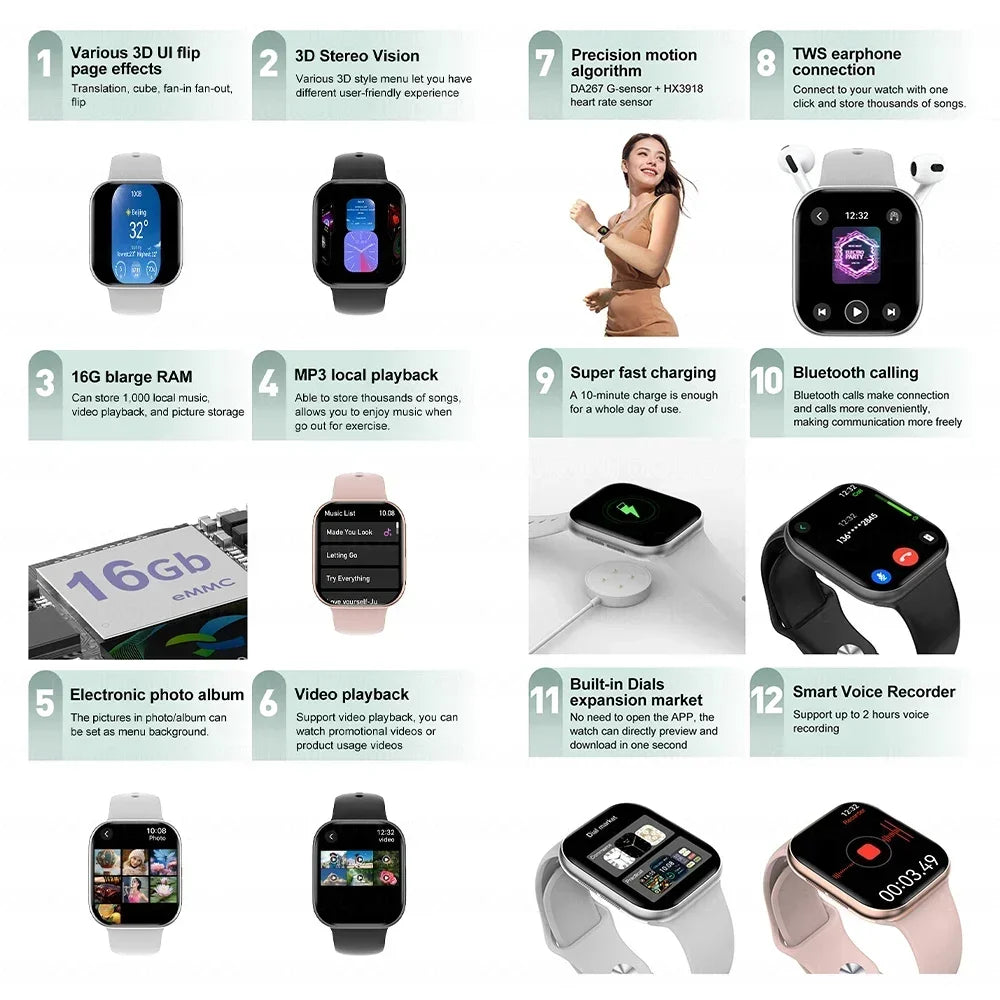 DT Watch 10 Smart Watch AMOLED 4GB Music BT Call