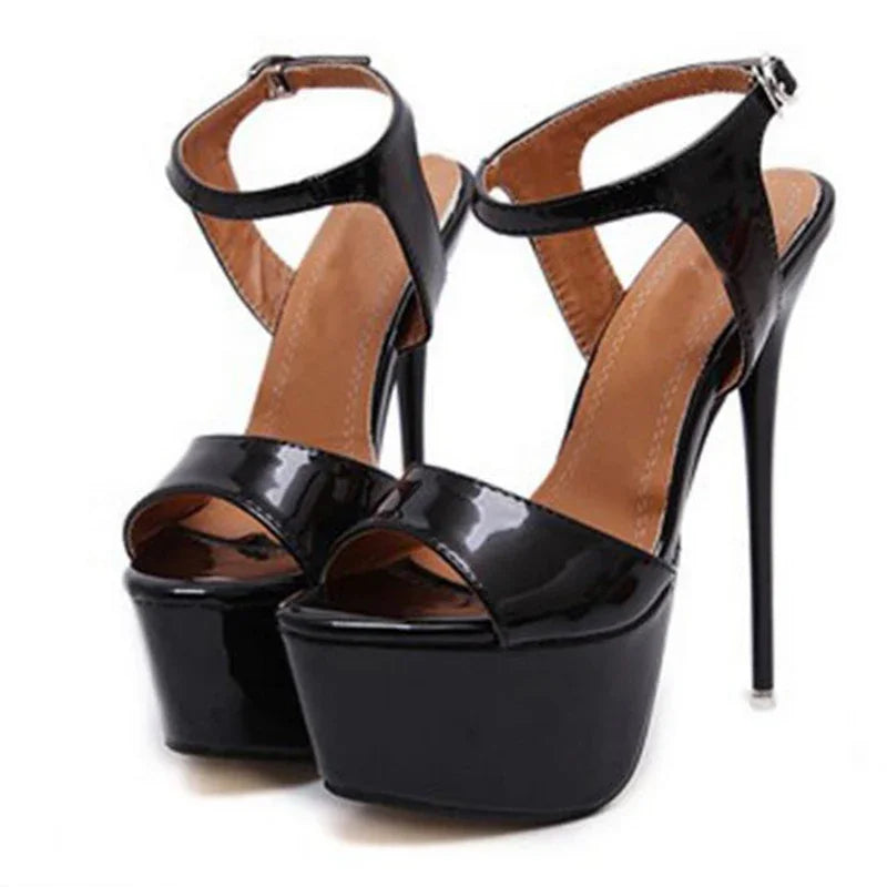 Aneikeh große Schuhgrößen 41 42 43 44 45 46 High Heels Sandalen Sommer Sexy offene Spitze Partykleid 16CM Plateau Gladiatoren Damen Pumps
