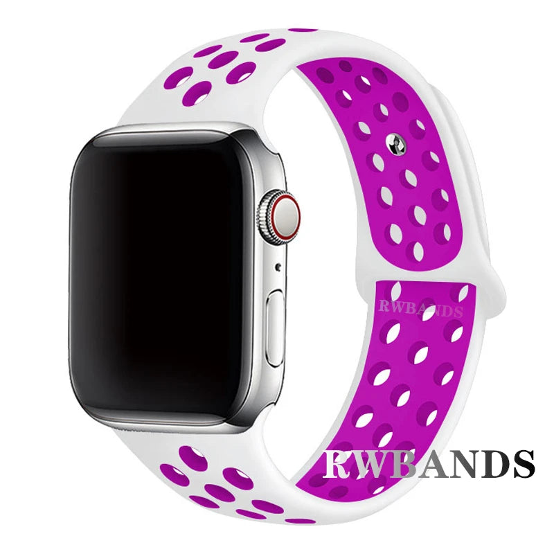 Sport Strap for Apple Watch Band 46mm 44mm 40mm 42-38-41mm 45mm Breathable Bracelet iWatch Series 10 9 8 7 6 SE 5 3 Ultra 2 49mm