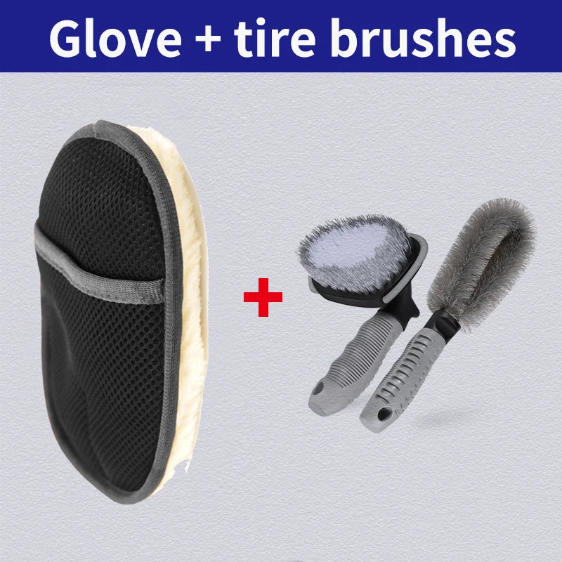 Wool Plush Car Wash Gloves - Soft Cleaning Brush