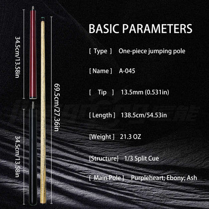Red Wood Jump Break Pool Cue 13.5mm – 1/3 Split Pro