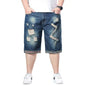 Herren Blaue Denim Shorts Mode Casual Jeans Kurze Hosen mit Taschen zerrissen und Kratzer Dekoration Asiatische Größe 28-40 42 44 46 48