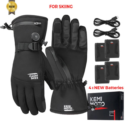 Motorcycle Heated Gloves Touch Screen Winter Warm Skiing Gloves Waterproof Rechargeable Heating Thermal Gloves For Snowmobile