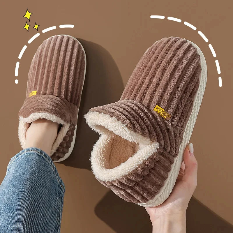 Soft Sole Fur Slippers Women Winter Warm Fuzzy Plush Shoes