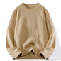 Men's Crew Neck Sweater Solid Color Trend Thickened Knitwear Autumn and Winter Casual Warm Sweater Men's Long Sleeve Vest
