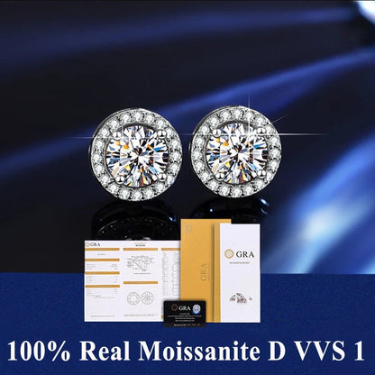 VVS1 Moissanite Studs | D Color 925 Silver GRA