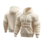 Men's Fashion Flannel Hoodie Pullover Abdominal Muscle Design Sportswear Autumn Winter Casual Long Sleeve Hooded Sweatshirt