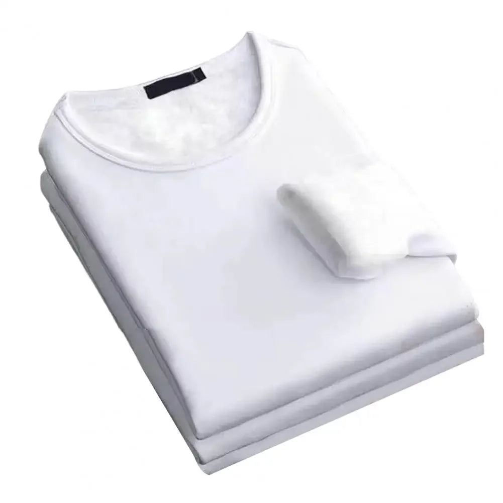Winter Men Thickening Velvet Warm Tops Men's Long-sleeved Thermal Underwer Male Round Neck Fashion T-shirt