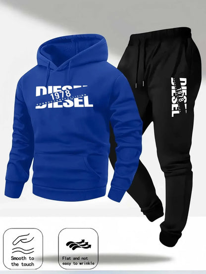 2025 Trendy Autumn and Winter New Hooded Tracksuit Fashionable Casual Sportswear Set, Two-Piece Set