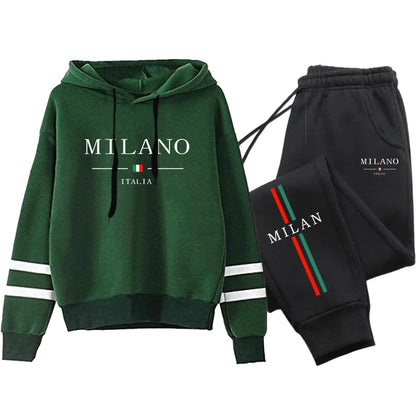 Office Home Womens Tracksuit Print Stripe Sweatshirt Set High Quality Sports Jogging Womens Clothing Fashion Casual Hoodie Suit